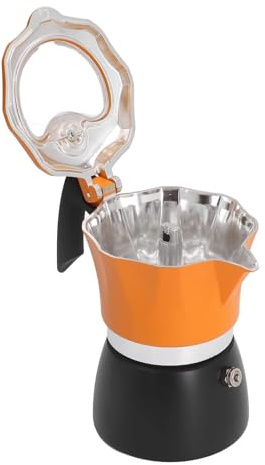 Gsycle Espresso Italian Moka Pot, 150ml/3 Cup Stovetop Coffee Maker Coffee Pot Moka Coffee Maker Aluminium Coffee Percolator with Transparent Top Lid for Home