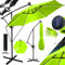 KESSER® Sombrilla LED Solar Aluminio 350cm Incluido Funda Control Remoto & Manivela | Parasol con Soporte Función 360° Protección UV Repelente Agua para Jardín Terraza Mercado Verde claro