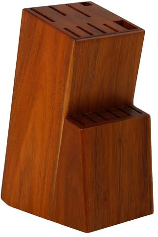 Universal-Messerhalter für 15 Teile, Messerhalter aus Massivholz, robuster und eleganter Messerblock ohne Messer, Messerhalter mit Scherenschlitz, Küchenmesser-Block (Akazie)