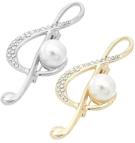 2 Musiknoten Stück-pack Brosche Zinklegierung aus Damen | Perlenverzierung, Kreatives Musiknoten Design, Broschen Schmuck für Frauen