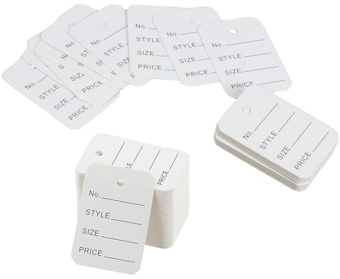 Lot de 1000 mini étiquettes de prix en papier kraft/blanc, étiquettes de marquage/vide, étiquettes de vêtements de 3,5 x 5 cm, étiquettes cadeaux perforées pour vêtements, chaussures, chapeaux, bijoux