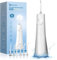 Bezvoi Water Flosser for Teeth Cordless: Professional Oral Irrigator LED Display 5 Modes, 300ML Water Tank, IPX7 Waterproof Electric Tooth Cleaner, Water Floss with 6 Jet Tips for Home Travel, White