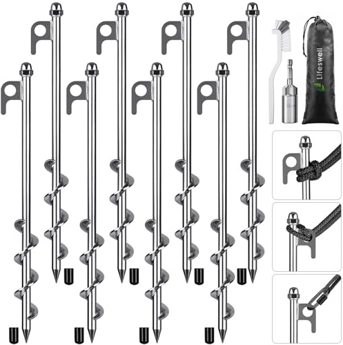 Lifeswell Lot de 8 piquets de Tente Robustes de 30,5 cm, faciles à Installer et réutilisables, pour tentes de Camping, Trampolines, abris de Jardin, balançoires, sécuriser Les Animaux