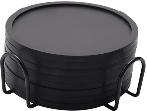 Rtauhife Untersetzer Gläser 8er Satz Silikon Untersetzer Runde Entwurf Glasuntersetzer in Schwarz für Getränke, Bar, Tassen, Glas - Tisch