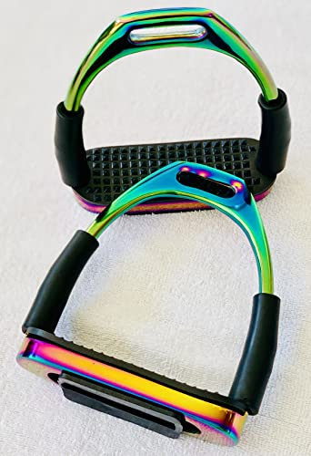Flexibler Steigbügel in Regenbogenfarben, glänzend, für Reiten, S/Stahl, 10,2 cm