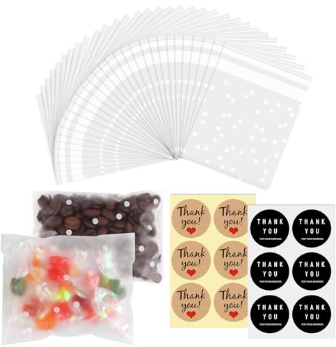 10 x 10 cm Sacchetto per Caramella 100 Pezzi Bustine Confetti Trasparenti Bustine Trasparenti per Confetti Sacchetti per Caramelle Sacchetti Autoadesivi Bustine per Confetti