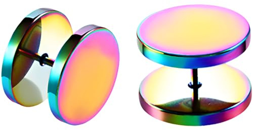 1 Pair Colour 12 mm(1/2) Stainless Steel Fake Ear Plugs Gauges Flat Nap Screw flat back Stud Hide Faux Tragus Studs Hypoallergenic Sleep Cartilage Earrings Body Piercing Jewelry Women Men