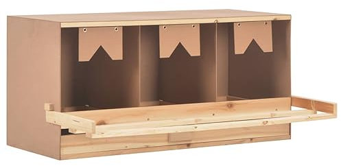 ShGaxin Legenest Hühnernest 3 Fächer, Legenester Für Hühner, Hühner Legenest, Legeboxen Für Hühner, Hühner Nisten, 96 x 40 x 45 cm Massivholz Kiefer