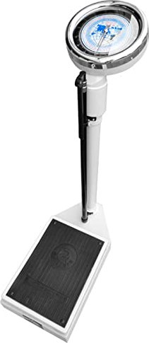 Bilancia a colonna meccanica professionale, bilancia di precisione per altezza e peso, con asta regolabile in altezza 190 cm, quadrante extra grande, con misurazioni facili da leggere (colore: blu, d