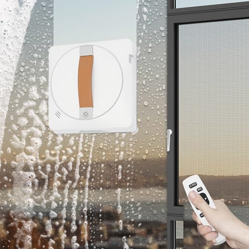 Fensterputzroboter, Intelligenter Fensterreiniger mit App-Steuerung und Fernbedienung, 2500 Pa Hohe Saugleistung, 3 Intelligenten Reinigungspfade für Innen- und Außenbereich