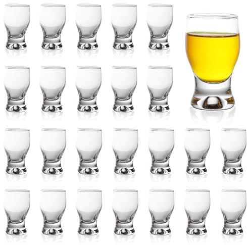 QUAFFER Shot Glass Set of 24 – Elegant Clear Shot Glasses 2 oz – Classic Whisky Vodka Tequila Sherry Brandy Cordial Mini Snifters Glasses - Perfect for Parties, Bars, Events, Home Bar