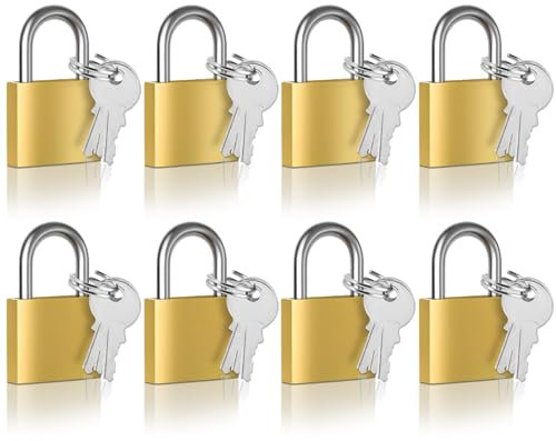 Cieex 8 Stück Vorhängeschloss, kleine Schlösser mit Schlüssel 30 mm, Messing Vorhängeschloss Gleichschließend, Bügelschloss für Koffer, Schränke, Schließfächer, Spinde