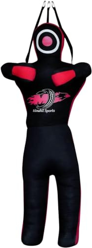 Minahil Sports MMA Martial Arts Grappling Canvas Hanging and Standing Dummy Open Hands, Punching Bag Submission, Judo Karate, Boxing, Jiu Jitsu (Unfilled Hanging, 6 Ft)