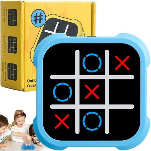 FEIGO Tic Tac Toe Spiel,Elektronisch Tic-Tac-Toe Bolt Spiel für Erwachsene Kinder,3-In-1-Puzzlespielkonsole,Reisespiele Brettspiele,Gedächtnisspiele,Familietragbare Reisespiele FüR Bildung (Blau)