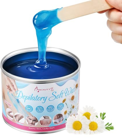 Beauty7 Professional Camomile Soft Wax for Sensitive Skin 400g, Warm Wax Depilatory HONEY Easy to Use, Ideal Cream Wax for Short Stubborn Hair