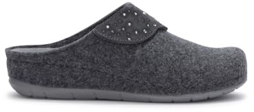 Scholl Bruges, pantofole da casa in lana e pelle scamosciata, Donna, Grigio scuro, 36 EU