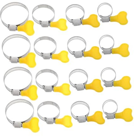 Veemoon 16pcs Stainless Steel Thumb Screw Hose Clamps Pipe Clamp for Water Pipe Plumbing Automotive Mechanical Application Garden Repair