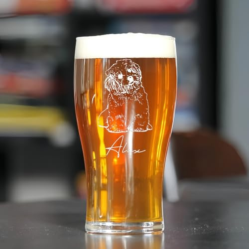 Drawelry Personalisiert Foto Biergläser mit Bild Name Text Drucken Bierglas Glasbecher 570ml Bier Trink Gläser Vatertag Geburtstag Geschenke für Männer Papa Großvater Ehemann Freunde (B5)