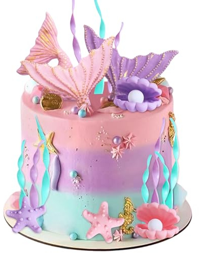 Meerjungfrau Schwanz Kuchen Topper Unter dem Meer Kuchen Dekoration Muschel | Meerjungfrau Schwanz Kuchen Topper Unter dem Meer Kuchen Dekoration Muschel Kuchen Topper Meerjungfrau Party Supplies