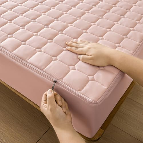 Coprimaterasso Trapuntata con Cerniera 160x190 Personalizzabile Fodera Sacco Materasso Matrimoniale/Singolo Lenzuolo Imbottito Tutto Incluso Copertura Proteggi Materasso Topper Lavabile (150x200+