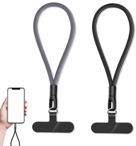 2 Pcs Wrist Phone Lanyard, Phone Strap Phones Wrist Strap, Adjustable Anti Theft Phones Straps, Multi-Purpose Lanyard, Suitable for Keys USB Drives Headphone Cases Work Cards(Classic Black+Dark Grey)
