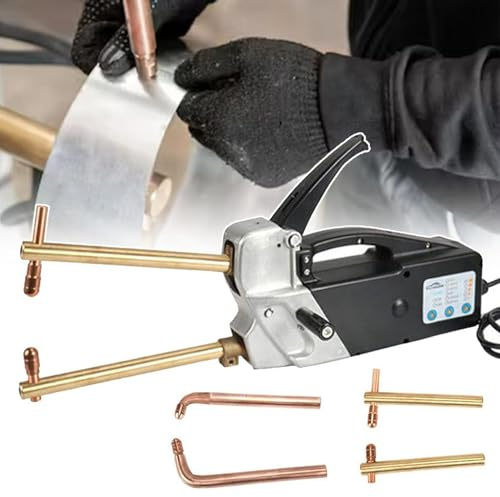 Soldadora Por Puntos PortáTil eléctrica, máquina de soldadura de doble cara con puntas de mano y brazos de electrodos reemplazables para acero dulce.
