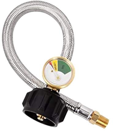 Manguera Reguladora de Gas para Autocaravana,Manguera De Reemplazo De Gas Para Caravanas Con Manómetro De Presión - Accesorio De 38 cm Con Indicación Para Propietarios De Casas Móviles Y Viajes