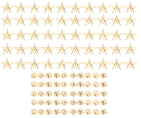 ANKROYU 50 Ensembles de Rivets Étoiles à 5 Branches Goujons Étoiles en Alliage avec Vis pour Chapeaux de Vêtements de Maroquinerie Taille 16mm Accessoires de Mode Durables Fournitu (Or)