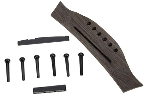 PRETYZOOM Gitarrensattel Stegbolzen Satz Akustikgitarre Holzbrücke Ersatzteil für Folk Gitarre Musikzubehör