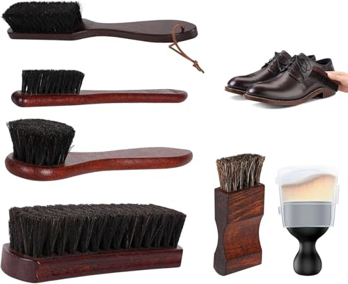 ALONK 6 Stück Schuhbürsten Set, Wildleder Schuhputzbürste, Lederschuhe Schuhputzsets