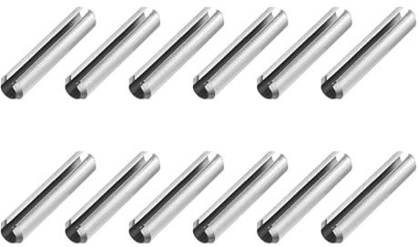 QUARKZMAN 12 Stück Geschlitzte Rollstifte 3/10 Zoll(8mm) Durchmesser 1-3/5 Zoll(40mm) Länge Stahl Feder Spannungs Expansionsdübel Für Sichere Befestigung Silber