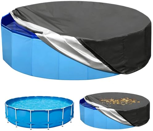 Mineup Rund Poolabdeckung, 160 * 30cm Abdeckung für Hundepool, Hundepool Abdeckung, Wasserdicht UV-Schutz Kinderpool Planschbecken Abdeckung, Runde Oxford Tuch Poolabdeckung für Hund und Kinderpool