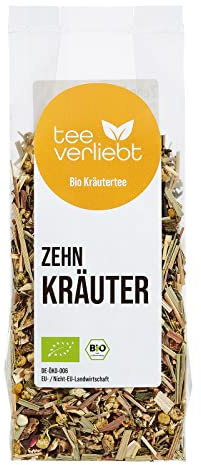 teeverliebt - Bio Kräutertee 10-Kräuter 70 g I Lose Kräuterteemischung mit Zitronengras Pfefferminz Brennnesselblätter Orange Fenchel I aus kontrolliert biologischem Anbau I 70 g