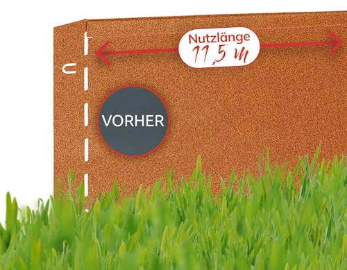 bellissa Rasenkante Beeteinfassung 10er-Set Cortenstahl 118x20 cm | Nutzlänge 11,5 m, aus wetterfestem Material für saubere Rasen- & Beetabgrenzung, Rasenbegrenzung Kante, robust & langlebig
