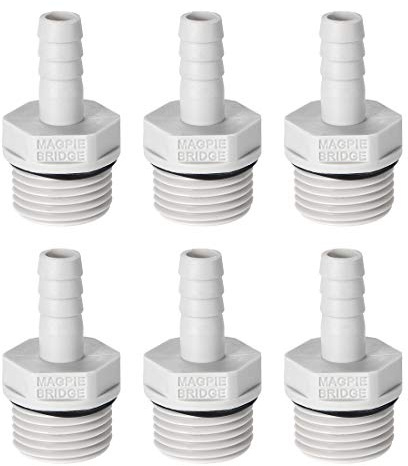 sourcing map 6 Stück PVC Schlauchanschluss Schlauchverbinder Schlauchverbinder 8mm mit Widerhaken x 1/2 G Stecker Rohr Schlauchtülle Wasseranschluss Verlängerung