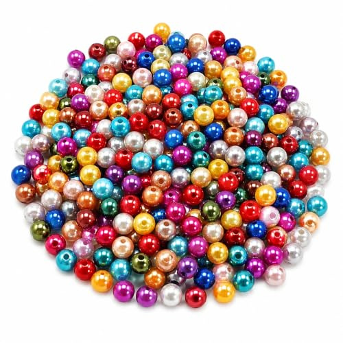 Perlin Wachsperlen Bunt Mix 6 mm 1000 Stück Zuchtperlen Imitat ABS Kunststoffperlen Perlenmix Rundperlen Bastelperlen Schmuckperlen für Armband Halskette DIY Basteln