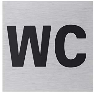 Metafranc Klebeschild WC – Aus Aluminium – In moderner Edelstahl-Optik | Selbstklebende Rückseite – Beschilderung – Infoschild – Gewerbekennzeichnung – 80 x 80 mm – als Klebeschild