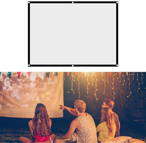 fasient Écran de Projection 60in/72in/84in/100in 4: 3 Rideau de projecteur en Tissu de Polyester synthétique Pliable sans pli pour cinéma Maison intérieur extérieur, Portable(100pouces)
