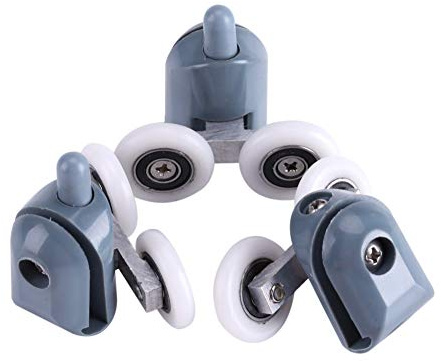 JULYKAI Rouleaux de poulies, Rouleaux de Porte de Douche de Haute qualité à Faible Bruit, Rouleau de Porte Facile à Nettoyer, cabines de Douche pour Salle de Bain(Double Wheel)