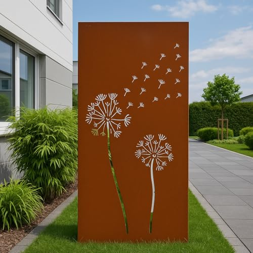 Edelrost Sichtschutz Garten Sichtschutz aus Metall 1mm Rost Gartenzaun Gartendeko rost Sichtschutzwand (032096: B50*H125cm)
