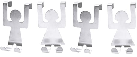 4 Stück Türhaken zum Einhängen, Cartoon- Kleiderhaken Tür Edelstahl Türgarderobe Zum Einhängen für Mäntel Handtücher Taschen Robe, Ohne Bohren