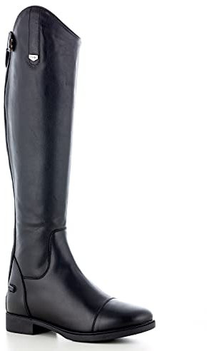 HORZE Rover Women's Synthetic Leather Dressage Tall Riding Boots | All-Weather, Water-Resistant with Zipper | Size Chart in Images - Black - 7.5W