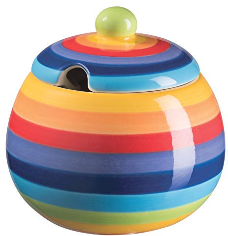 Zuccheriera a righe arcobaleno dipinta a mano