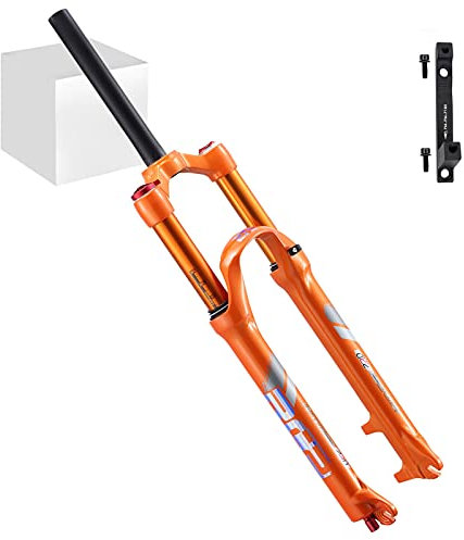 LvTu Mountainbike 26/27.5 Zoll Luft MTB Vorderradgabel, Rebound Adjust Ultraleichte Legierung (Gerades Rohr) Fahrrad Federgabel mit 180mm Scheibenbremse Adapter Zubehör (Size : 26)