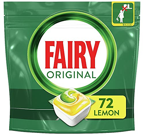 Fairy Original Todo en Uno Limón, Pastillas para lavavajillas, 72 Cápsulas Eficaces también sobre la grasa cruzada