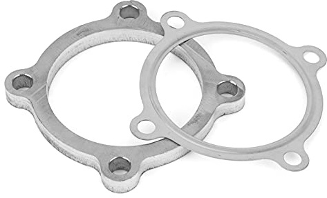 Brida de descarga turbo Aramox T4, junta de brida de escape de tubo de bajada turbo de acero inoxidable de 3 pulgadas y 4 pernos apta para Garrett's Turbo Series T3 T3 / T4 GT30 GT30 / GT35