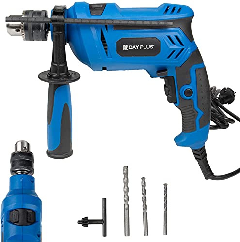Rotary Hammer Drill 850W Electric Drill Corded Power Tools, 2-in-1 Hammer Power Drill & Impact Driver with 3pcs Cement Drill Bits for Brick Walls, 13mm Chuck, 0-3000 Variable Speed Wall Drill Set