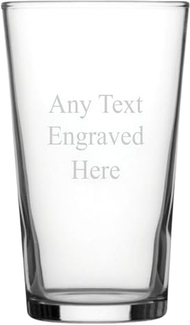 1stclassgifts [Custom] Personalised Engraved Half Pint Conical Glass 10oz (28cl) Christmas Birthday Gift Any Text Engraved.