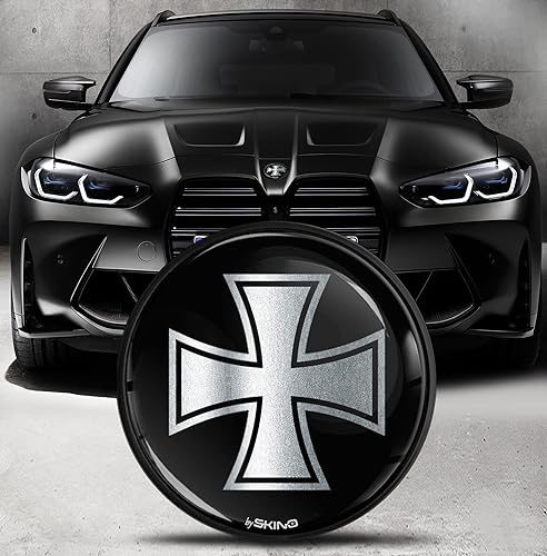 Biomar Labs Motorhaube Kofferraum Plakette Abzeichen 82mm Kompatibel mit BMW Emblem 51148132375 Schwarz Silber EO 20