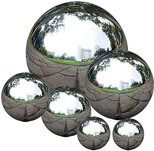 Lot de 6 boules miroir pour jardin sans couture - Boule creuse polie réfléchissante (argenté)